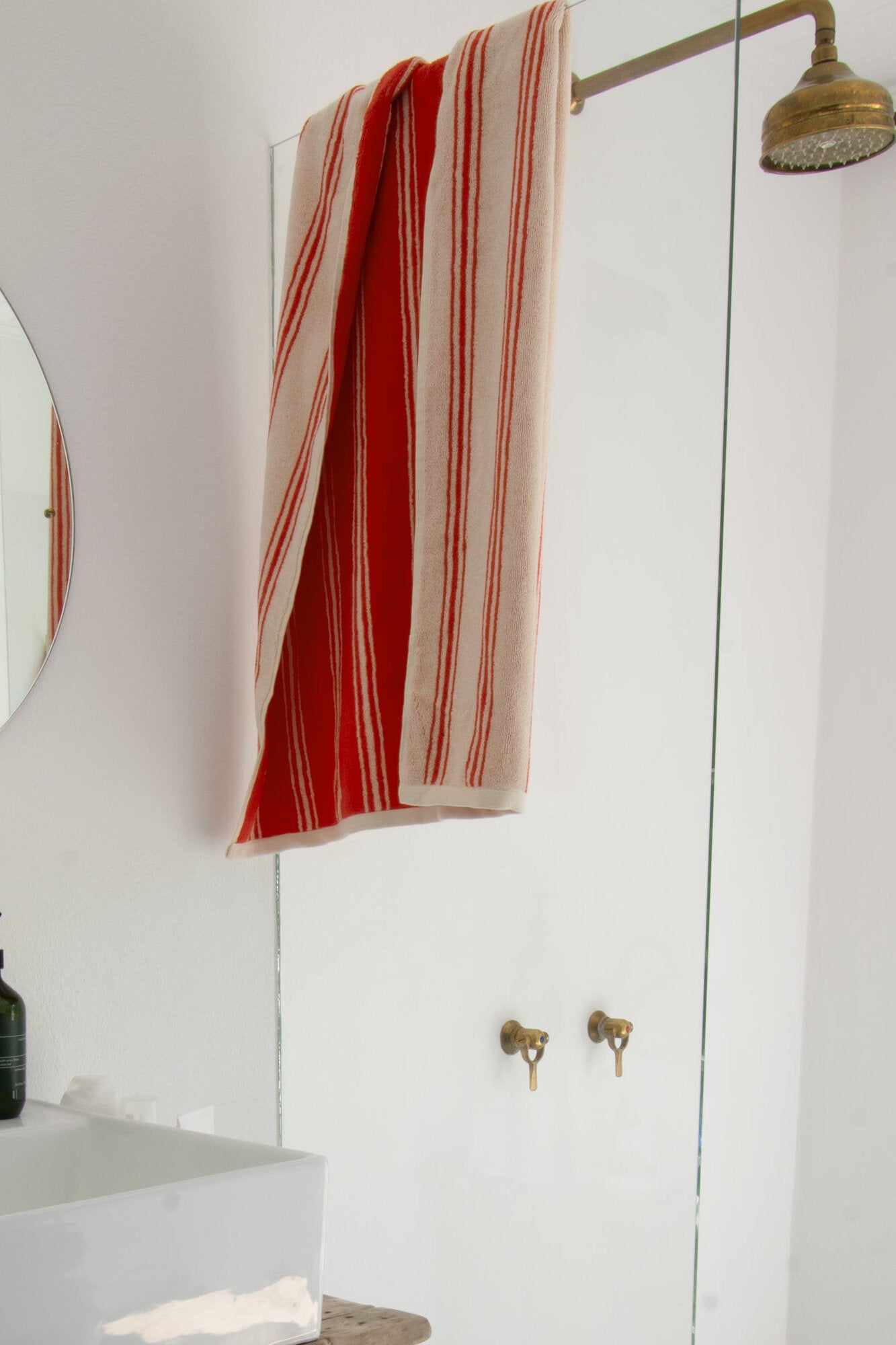 Retro Stripe håndklæde - Orange/Cream